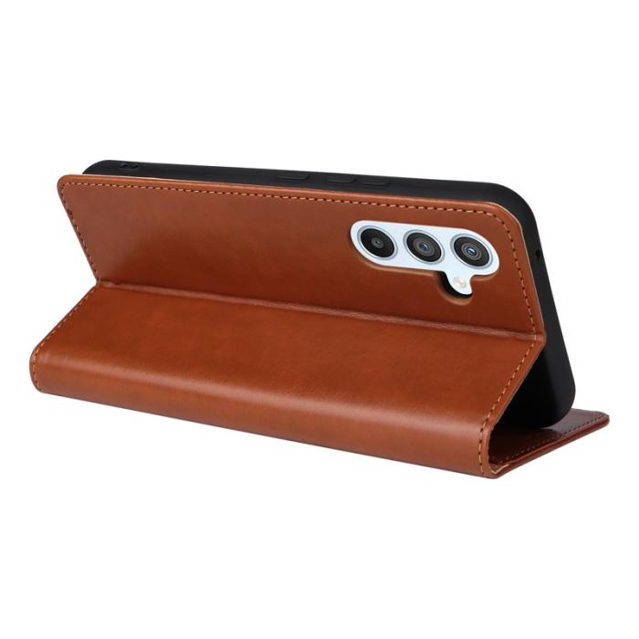 FIERRE SHANN - FIERRE SHANN för Samsung Galaxy S23 FE Fodral PU Läder - Brun