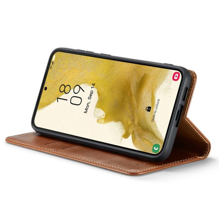 FIERRE SHANN - FIERRE SHANN för Samsung Galaxy S23 Fodral Äkta läder - Brun