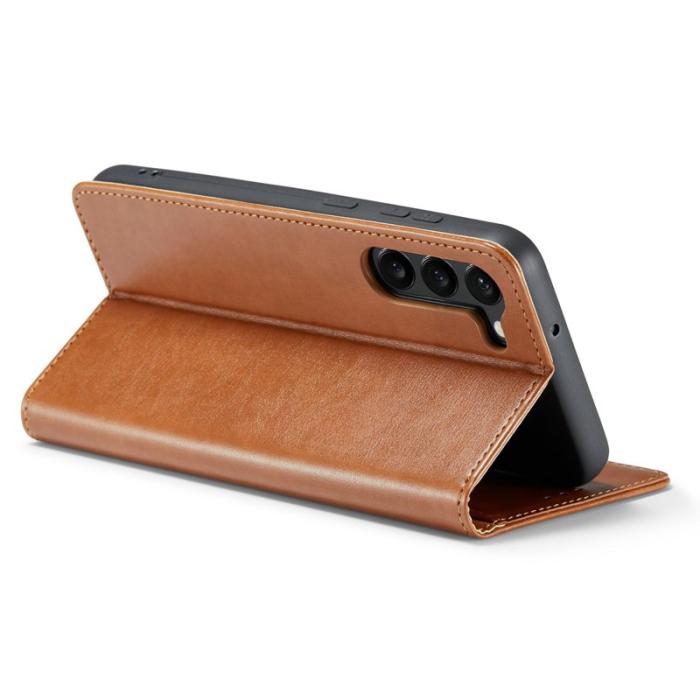 FIERRE SHANN - FIERRE SHANN för Samsung Galaxy S23 Fodral Äkta läder - Brun