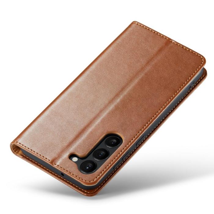 FIERRE SHANN - FIERRE SHANN för Samsung Galaxy S23 Fodral Äkta läder - Brun