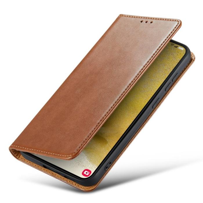 FIERRE SHANN - FIERRE SHANN för Samsung Galaxy S23 Fodral Äkta läder - Brun