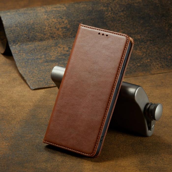 FIERRE SHANN - FIERRE SHANN för Samsung Galaxy S23 Fodral Äkta läder - Brun