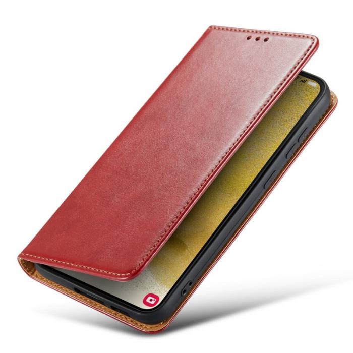 FIERRE SHANN - FIERRE SHANN för Samsung Galaxy S23 Fodral Wallet Äkta läder - Röd