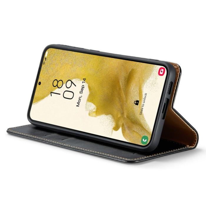 FIERRE SHANN - FIERRE SHANN för Samsung Galaxy S23 Fodral Wallet Äkta läder - Svart