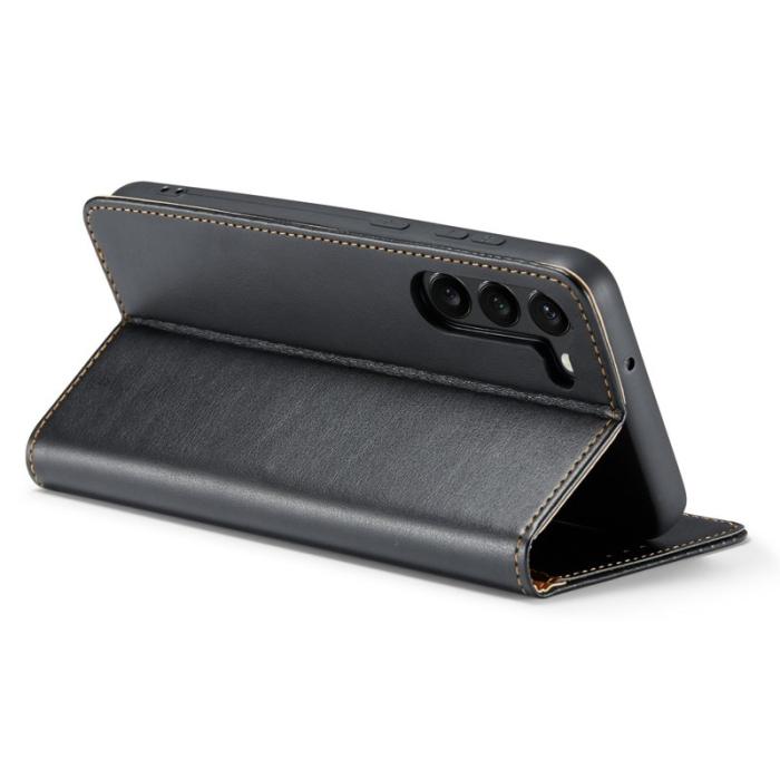 FIERRE SHANN - FIERRE SHANN för Samsung Galaxy S23 Fodral Wallet Äkta läder - Svart