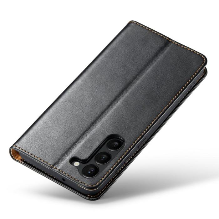 FIERRE SHANN - FIERRE SHANN för Samsung Galaxy S23 Fodral Wallet Äkta läder - Svart