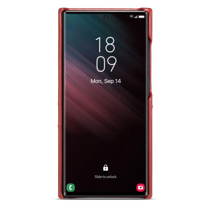 FIERRE SHANN - FIERRE SHANN för Samsung Galaxy S23 Ultra Fodral Äkta läder - Röd