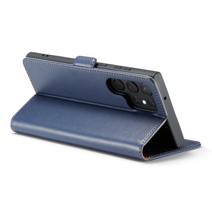 FIERRE SHANN - FIERRE SHANN för Samsung Galaxy S23 Ultra Fodral PU Läder - Blå