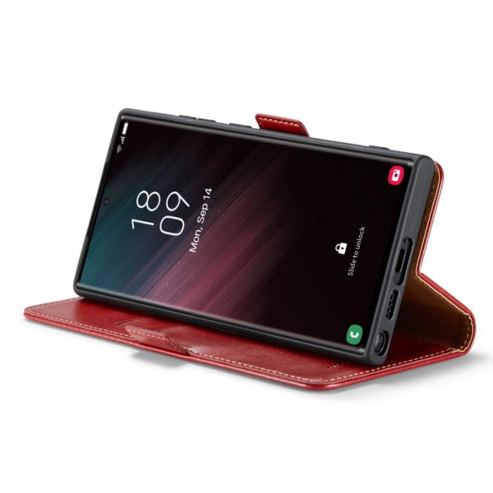 FIERRE SHANN - FIERRE SHANN för Samsung Galaxy S23 Ultra Fodral PU Läder - Röd