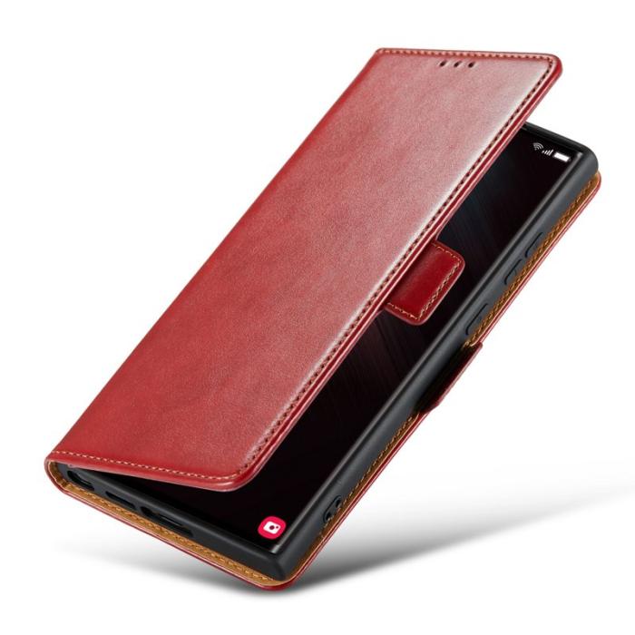 FIERRE SHANN - FIERRE SHANN för Samsung Galaxy S23 Ultra Fodral PU Läder - Röd