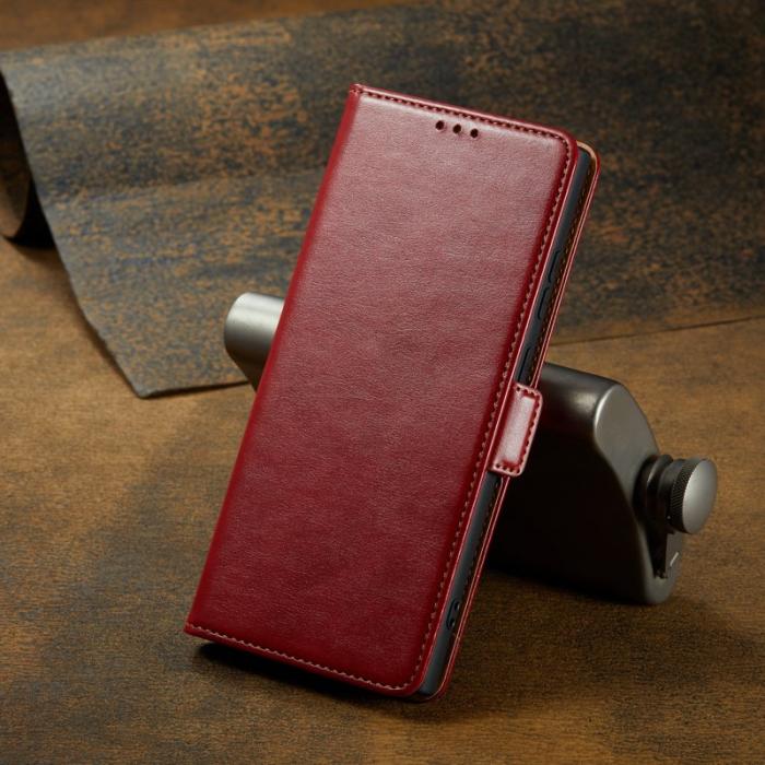 FIERRE SHANN - FIERRE SHANN för Samsung Galaxy S23 Ultra Fodral PU Läder - Röd