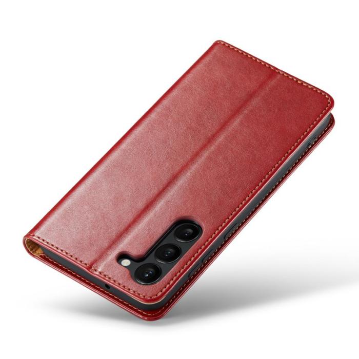 FIERRE SHANN - FIERRE SHANN för Samsung Galaxy S24 Fodral PU Läder - Röd