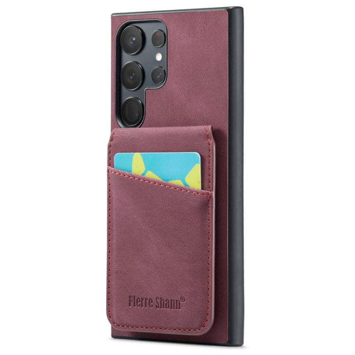 FIERRE SHANN - FIERRE SHANN för Samsung Galaxy S24 Ultra Fodral Äkta läder - Röd