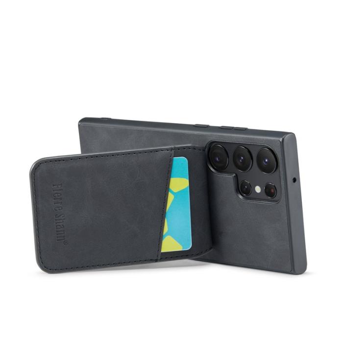 FIERRE SHANN - FIERRE SHANN för Samsung Galaxy S24 Ultra Fodral Äkta läder - Svart