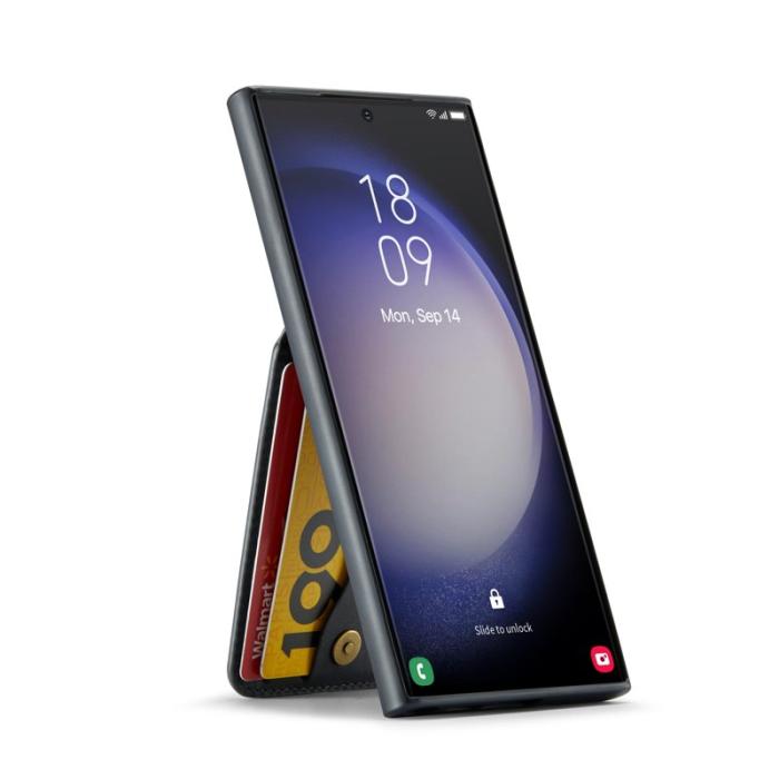 FIERRE SHANN - FIERRE SHANN för Samsung Galaxy S24 Ultra Fodral Äkta läder - Svart