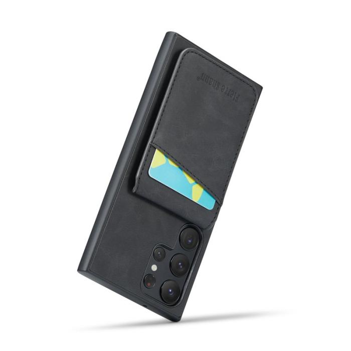 FIERRE SHANN - FIERRE SHANN för Samsung Galaxy S24 Ultra Fodral Äkta läder - Svart