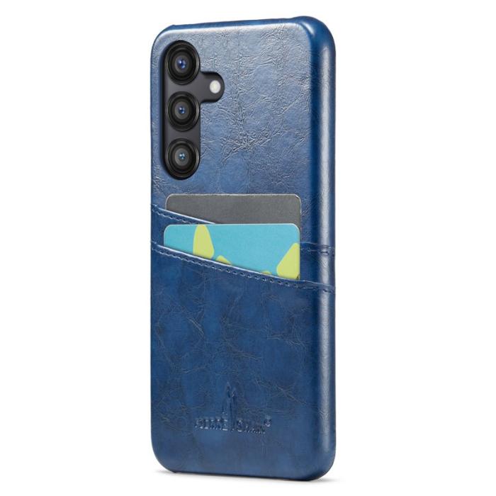 FIERRE SHANN - FIERRE SHANN för Samsung Galaxy S25 Fodral - Waxy PU Läder - Blå