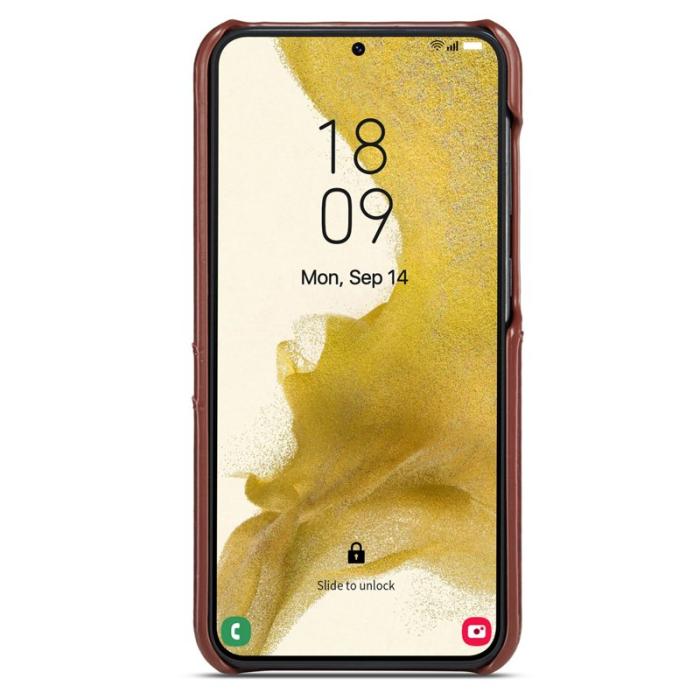 FIERRE SHANN - FIERRE SHANN för Samsung Galaxy S25+ Fodral - Waxy PU Läder - Brun