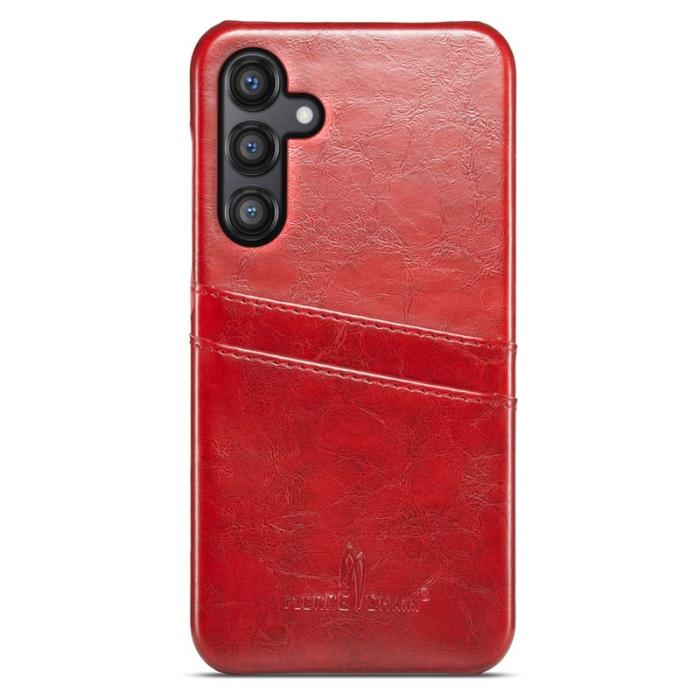 FIERRE SHANN - FIERRE SHANN för Samsung Galaxy S25+ Fodral - Waxy PU Läder - Röd