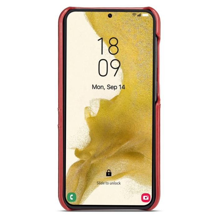 FIERRE SHANN - FIERRE SHANN för Samsung Galaxy S25+ Fodral - Waxy PU Läder - Röd