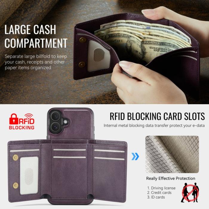 FIERRE SHANN - FIERRE SHANN FS030 iPhone 17 Fodral Äkta läder - Lila