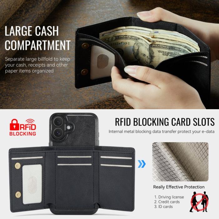 FIERRE SHANN - FIERRE SHANN FS030 iPhone 17 Fodral Äkta läder - Svart