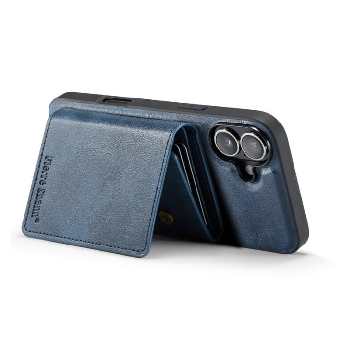 FIERRE SHANN - FIERRE SHANN FS030 iPhone 17 Fodral Tri-Fold Äkta Läder - Blå
