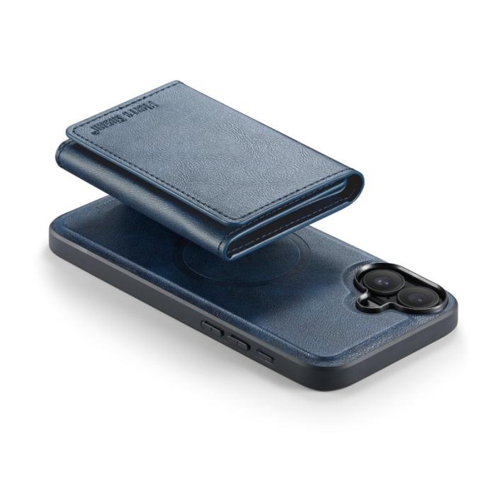 FIERRE SHANN - FIERRE SHANN FS030 iPhone 17 Fodral Tri-Fold Äkta Läder - Blå