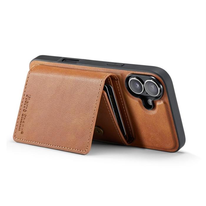 FIERRE SHANN - FIERRE SHANN FS030 iPhone 17 Fodral Tri-Fold Äkta läder - Brun