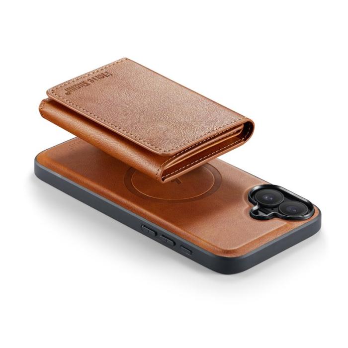 FIERRE SHANN - FIERRE SHANN FS030 iPhone 17 Fodral Tri-Fold Äkta läder - Brun