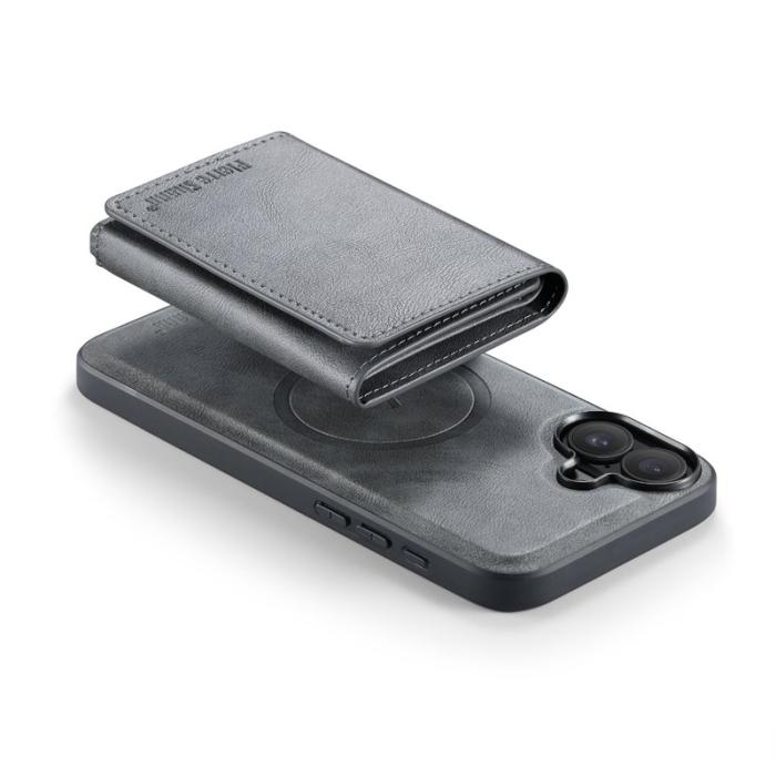 FIERRE SHANN - FIERRE SHANN FS030 iPhone 17 Fodral Tri-Fold Läder - Grå