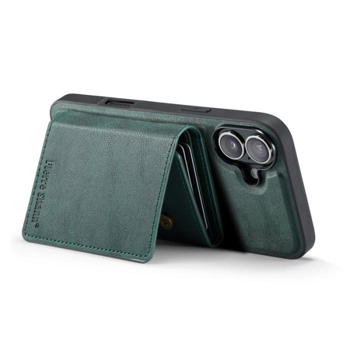 FIERRE SHANN - FIERRE SHANN FS030 iPhone 17 Fodral Tri-Fold Läder - Grön