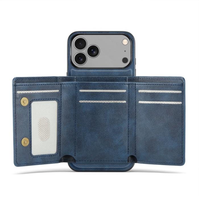 FIERRE SHANN - FIERRE SHANN FS030 iPhone 17 Pro Plånboksfodral Konstläder - Blå