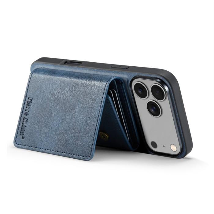 FIERRE SHANN - FIERRE SHANN FS030 iPhone 17 Pro Plånboksfodral Konstläder - Blå