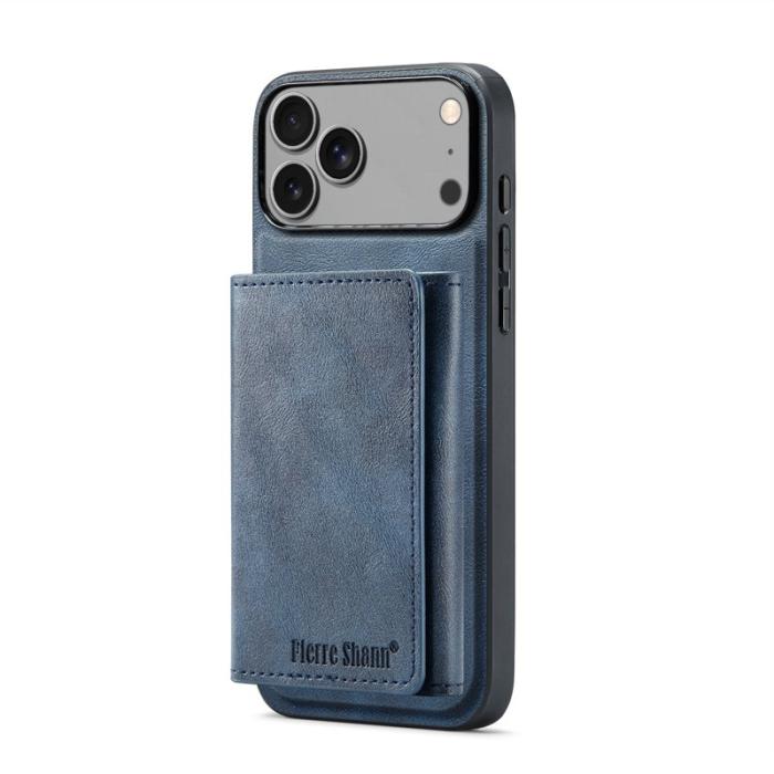 FIERRE SHANN - FIERRE SHANN FS030 iPhone 17 Pro Plånboksfodral Konstläder - Blå