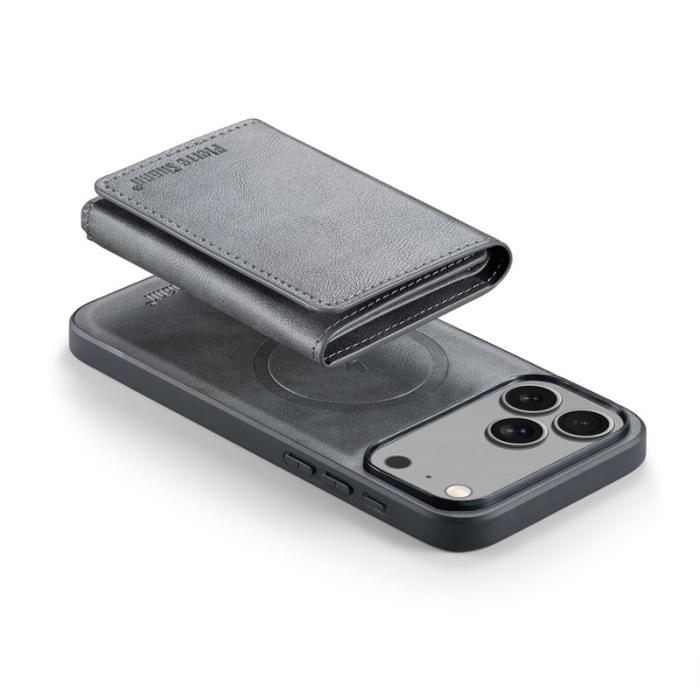 FIERRE SHANN - FIERRE SHANN FS030 iPhone 17 Pro Plånboksfodral Konstläder - Grå