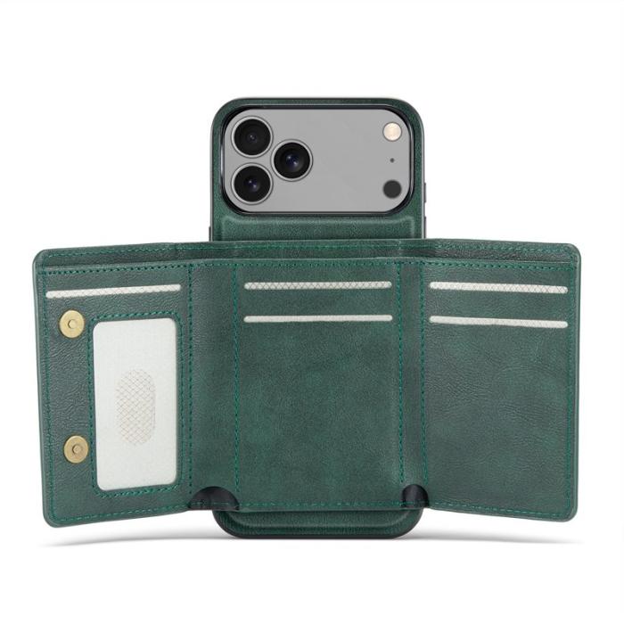 FIERRE SHANN - FIERRE SHANN FS030 iPhone 17 Pro Plånboksfodral Konstläder - Grön