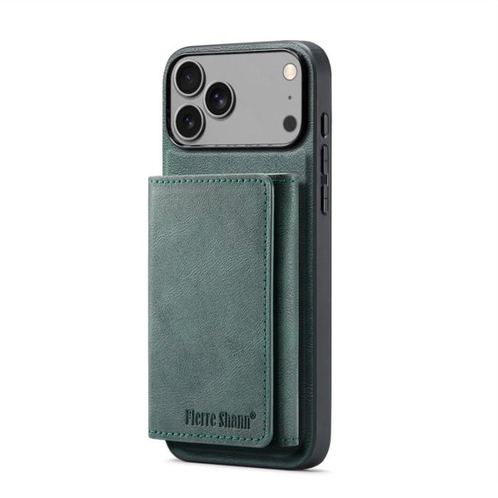 FIERRE SHANN - FIERRE SHANN FS030 iPhone 17 Pro Plånboksfodral Konstläder - Grön