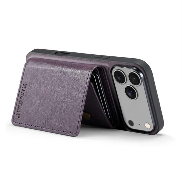 FIERRE SHANN - FIERRE SHANN FS030 iPhone 17 Pro Plånboksfodral Konstläder - Lila