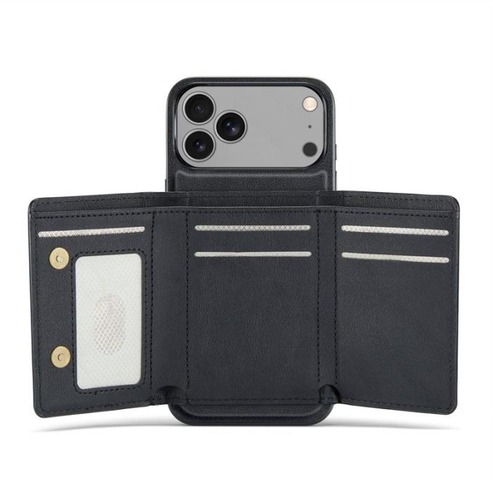 FIERRE SHANN - FIERRE SHANN FS030 iPhone 17 Pro Plånboksfodral Konstläder - Svart