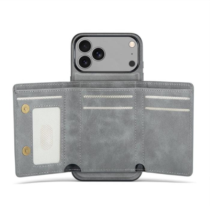 FIERRE SHANN - FIERRE SHANN FS030 iPhone 17 Pro Max Fodral Äkta läder - Grå