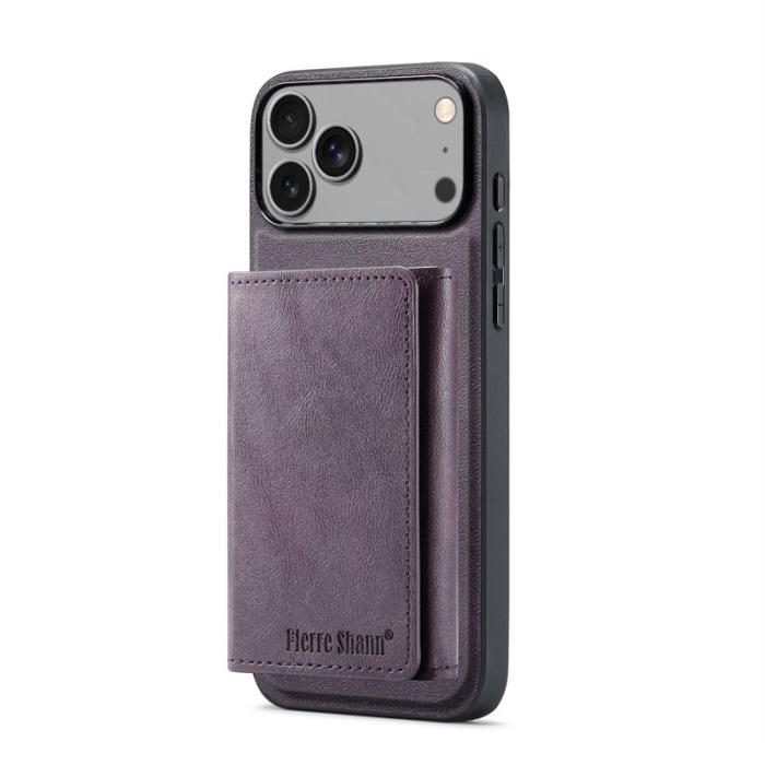 FIERRE SHANN - FIERRE SHANN FS030 iPhone 17 Pro Max Fodral Äkta läder - Lila