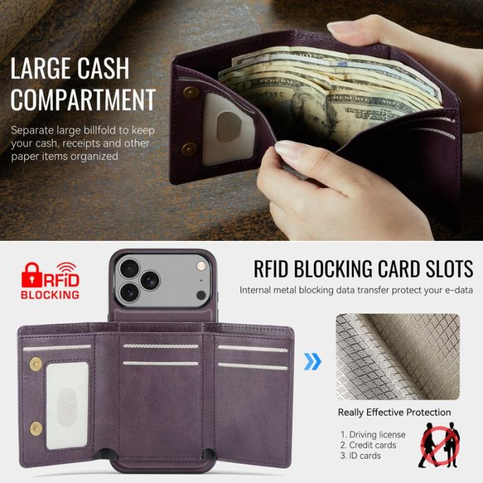 FIERRE SHANN - FIERRE SHANN FS030 iPhone 17 Pro Max Fodral Äkta läder - Lila