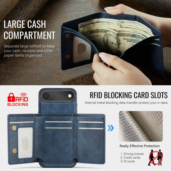 FIERRE SHANN - FIERRE SHANN FS030 iPhone Air Fodral Äkta läder - Blå