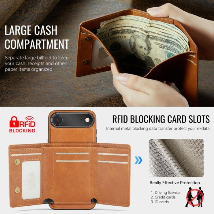 FIERRE SHANN - FIERRE SHANN FS030 iPhone Air Fodral Äkta läder - Brun