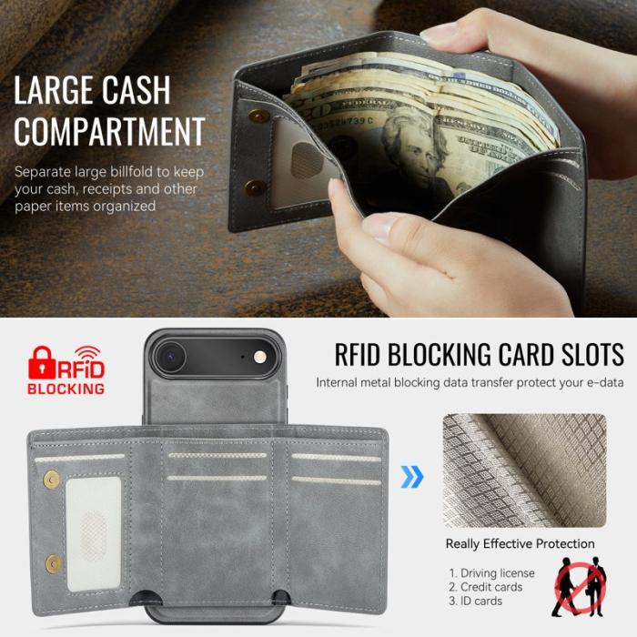 FIERRE SHANN - FIERRE SHANN FS030 iPhone Air Fodral Äkta läder - Grå