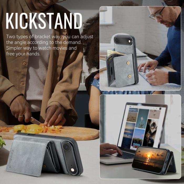 FIERRE SHANN - FIERRE SHANN FS030 iPhone Air Fodral Äkta läder - Grå