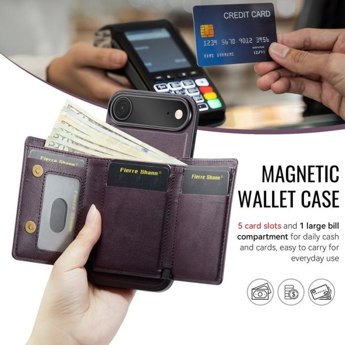 FIERRE SHANN - FIERRE SHANN FS030 iPhone Air Fodral Äkta läder - Lila