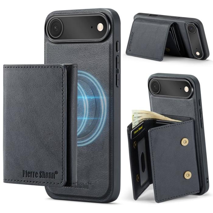 FIERRE SHANN - FIERRE SHANN FS030 iPhone Air Fodral Äkta läder - Svart