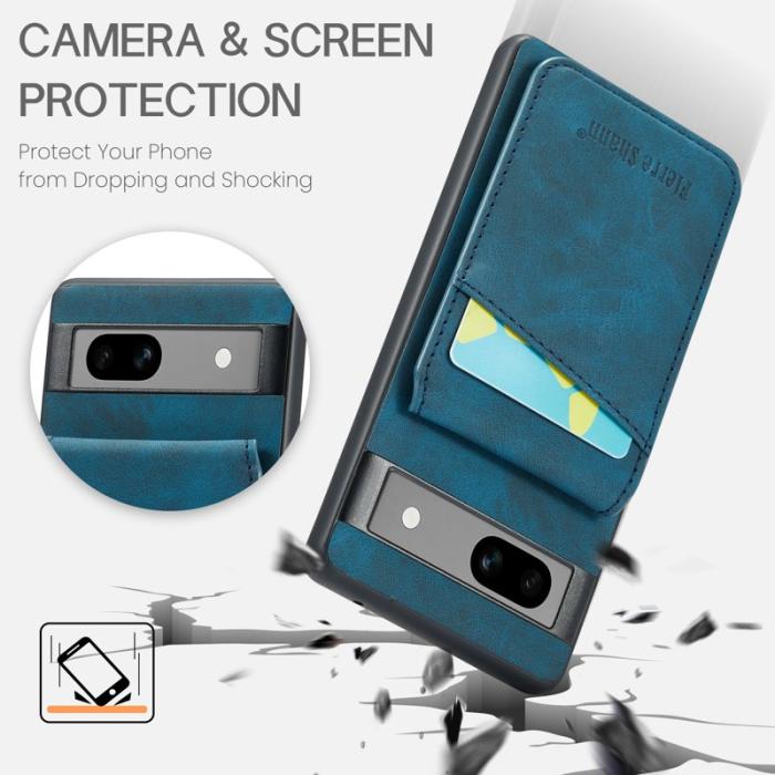 FIERRE SHANN - FIERRE SHANN Google Pixel 8 Fodral Kickstand PU+TPU - Blå